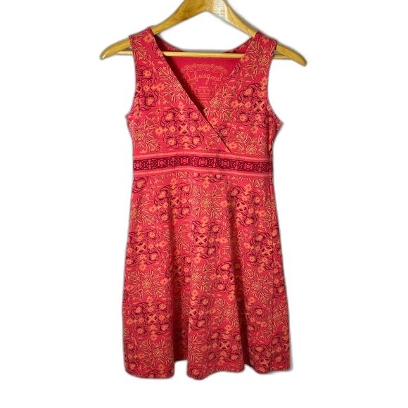 Life Is Good Orange Geo Print Sleeveless Surplice V-Neck Active Mini Dress Sz 4 - Picture 3 of 11